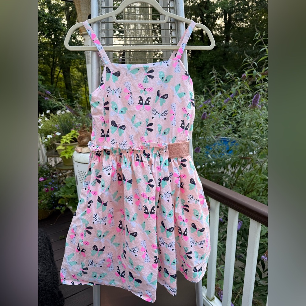 Cat & Jack Pink, Black and Green  Pleated Butterfly Sundress